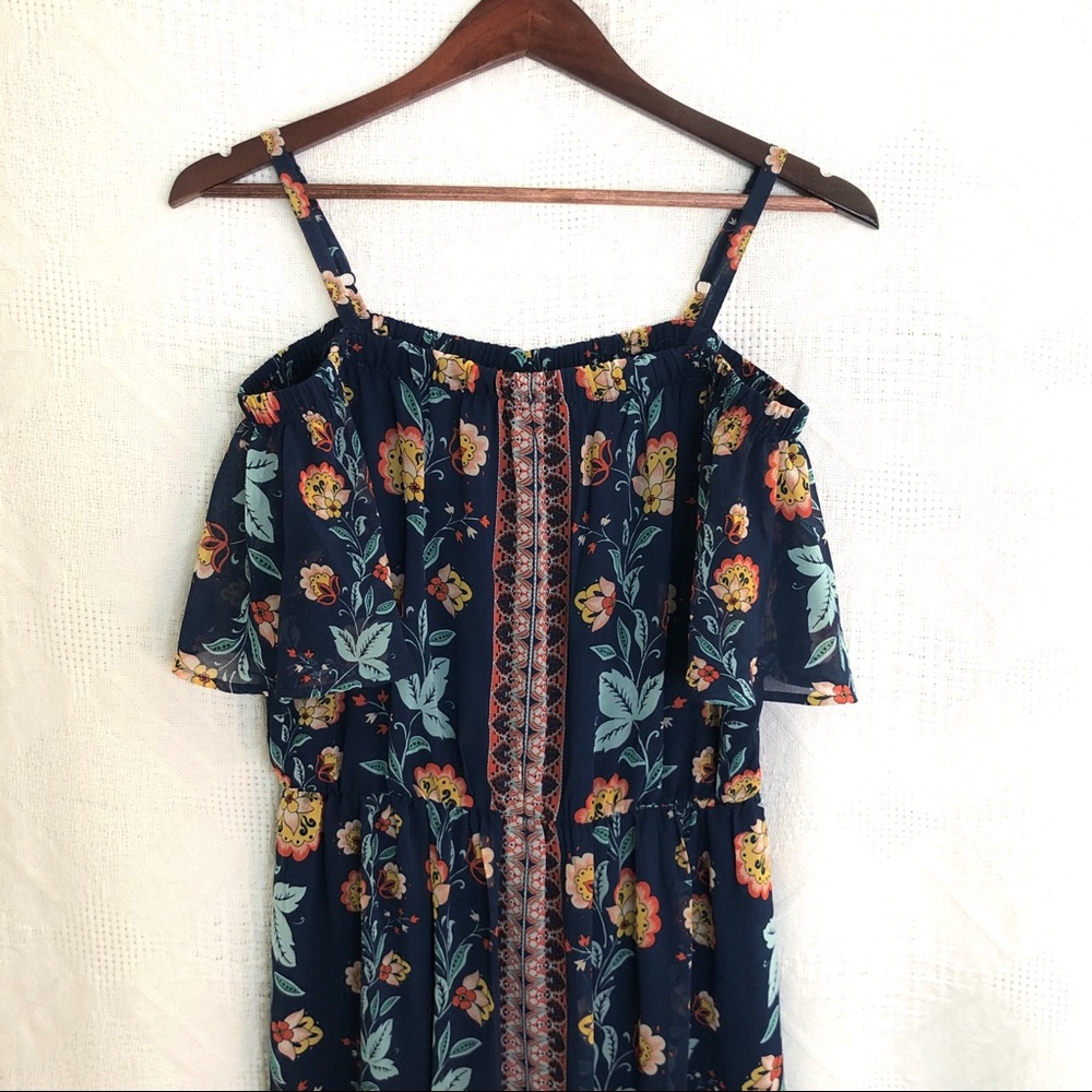 Spaghetti Strap Off-the-Shoulder Floral Maxi Dress